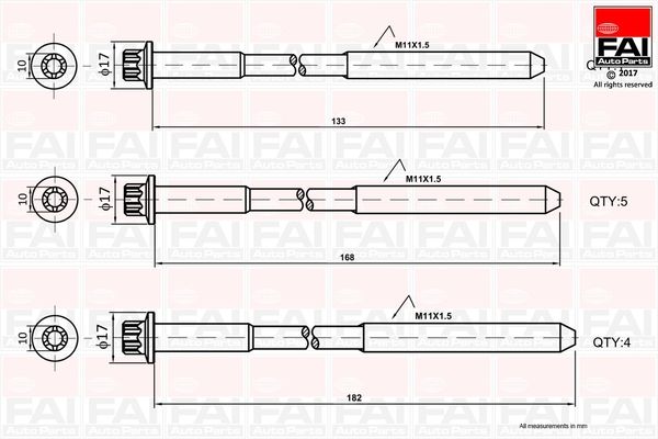 FAI AUTOPARTS Комплект болтов головки цилидра B1058